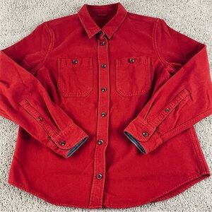 LL Bean Mens Shirt Small Regular Chamois Cloth Flannel Red Outdoors Hiking F490